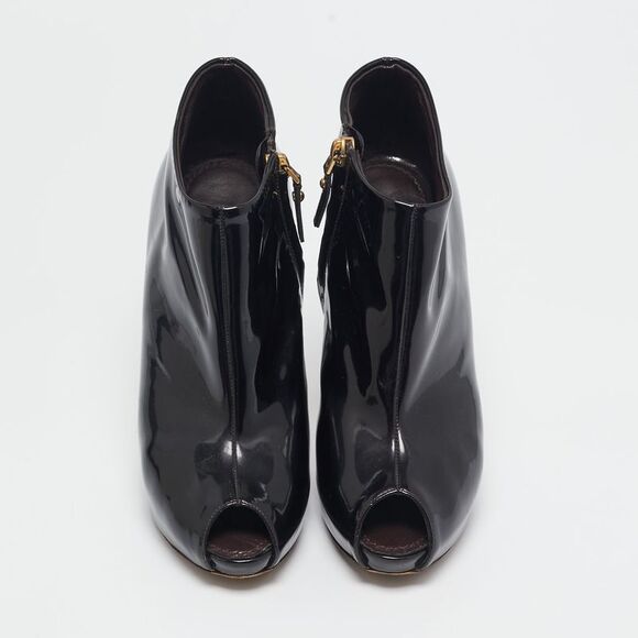 Louis Vuitton Oh Really! Size 36 Burgundy Patent Leather Ankle Length Boots - Picture 3 of 7
